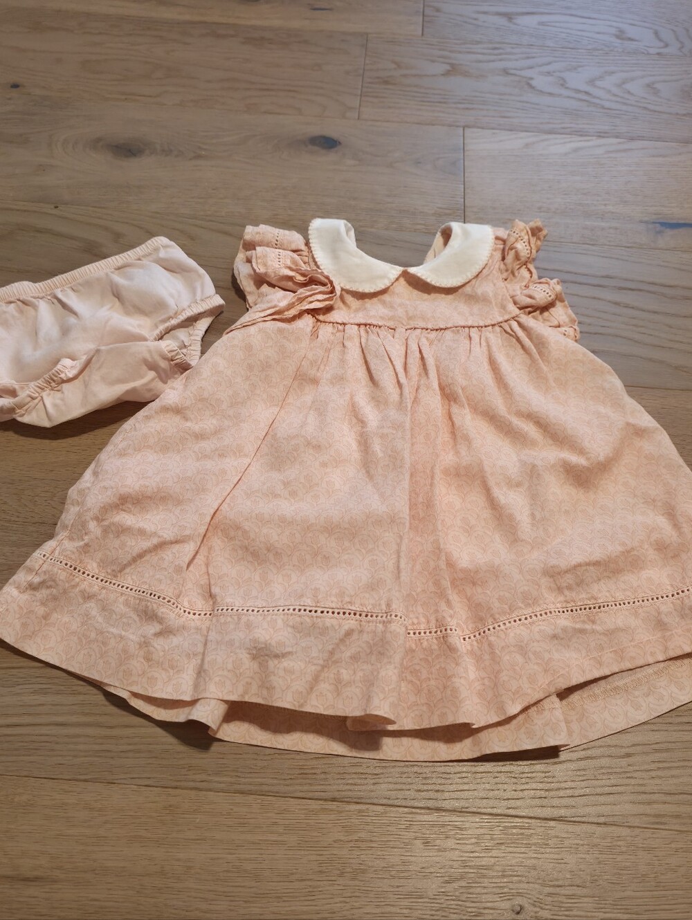 Janie and Jack Peach Baby Dress with White Collar